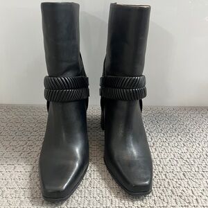AD & Daughters Black Leather Declann Ankle Boots Size 8.5
